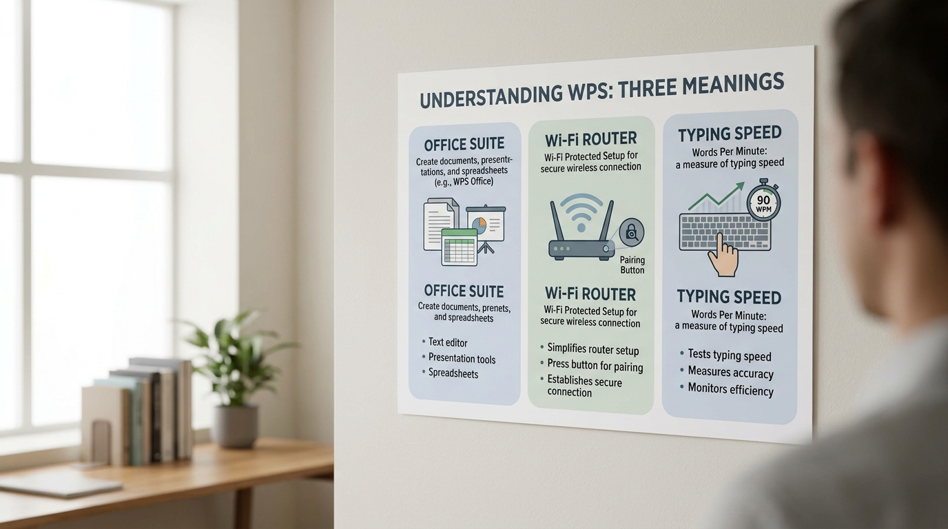 WPS 三种常见含义对照图 WPS Office 路由器配对 打字速度