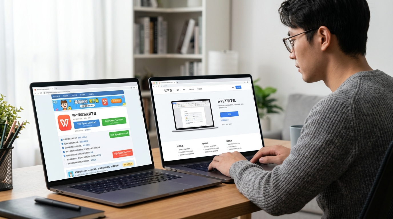 辨别WPS下载官方地址避开捆绑软件示意图